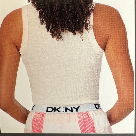 DKNY Women’s Soft Pink Tank and Striped Shorts Set - Picture 12 of 15